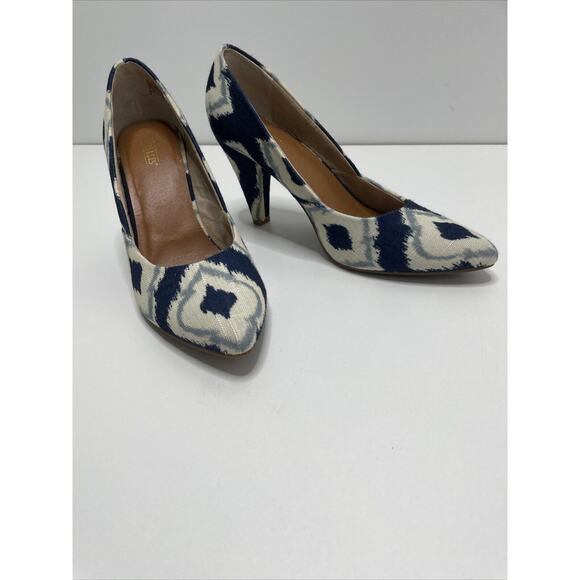 Women’s Seychelles Fabric Heels‎ SIZE 9 Anthropologie Aztec Blue Shoes Pumps - Picture 3 of 15